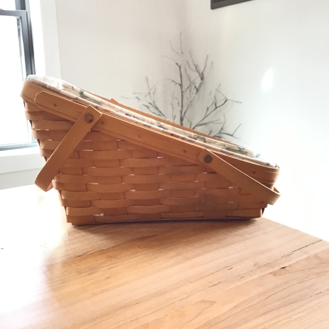 Longaberger Large Vegetable Basket 1998, Hand Woven Basket W Swing