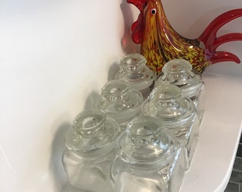Glass Spice Bottles, Apothecary Jars, Six Jars Clear Glass, Bathroom Kitchen