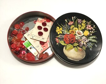 Vintage Red Tin With Red Buttons