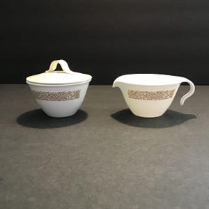 Corelle by Corning Ware Woodland Sugar Bowl with Lid and Creamer, Sugar and Cream Set