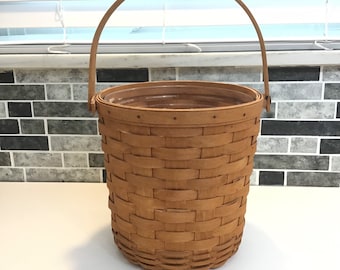 Longaberger Tall Fruit Basket 1992 / Hand Woven Basket with Protective Liner