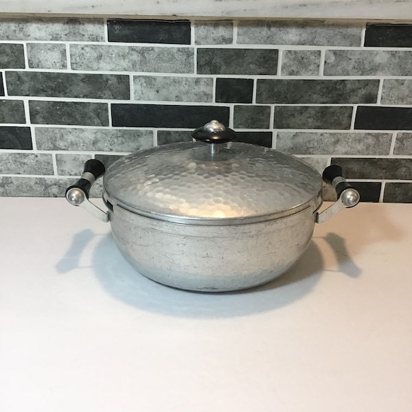 Vintage Hammered Aluminum Covered Dish, Spain, Vintage Cookware