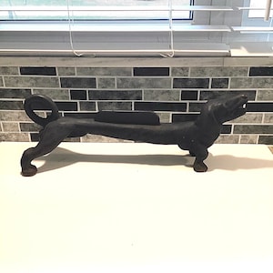 Cast Iron Dachshund Boot Scraper, Weiner Dog Doorstop, Antique Dog 25 Lbs, 22 Inch, Mudroom, Porch, Hearth
