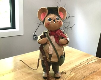 12 Inch Annalee Hiker Mouse, Backpack, walking Stick, Canteen, Annalee Doll