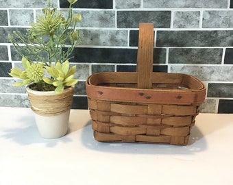 Vintage Longaberger Basket,  Small Chore Basket 1989, Rectangle Woven Basket