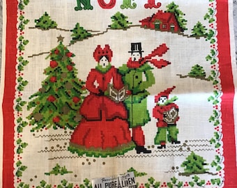 Paño de cocina de lino / Tema navideño vintage Noel / Cocina / Estilo rústico retro