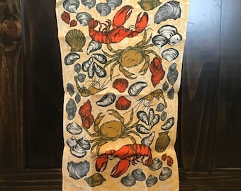 Paño de cocina de lino / Cangrejo - Langosta / Vintage de Stevens Linen Assoc 1977 / Cocina / Estilo rústico retro