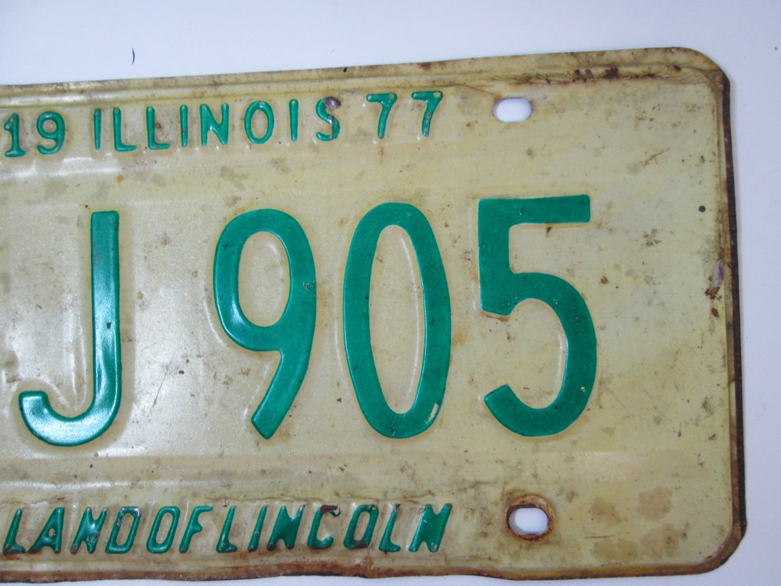 Illinois License Plate 1977 Set or Single Green and White SJ Etsy