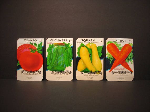 Vintage Seed Packet, Colorful Vegetable Seed Envelopes, Spring Gardening, Paper Ephemera