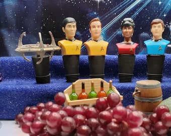 Star Trek Inspired TOS/Deep Space Nine Original PEZ Head Handcrafted Bottle Wine Stoppers for Birthdays/Christmas/Wedding/Magnetic Gifts