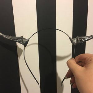 Silver & Black Muntjac Devil Horns headband