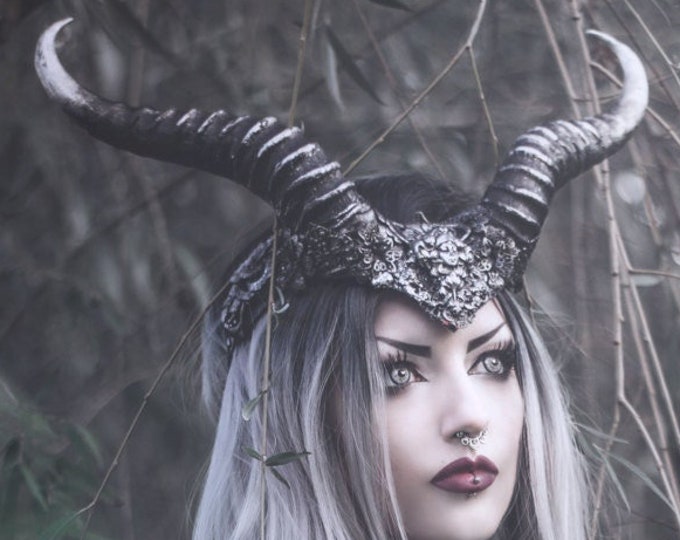 Silver Succubus Faux Horn Headdress