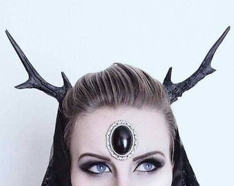 Black Medium Deer Antlers Headband