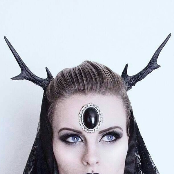 Black Medium Deer Antlers Headband