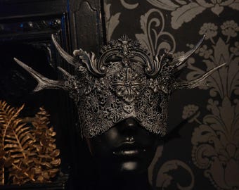 Goddess Durga Mask - Silver Paint Finish - Made To Order