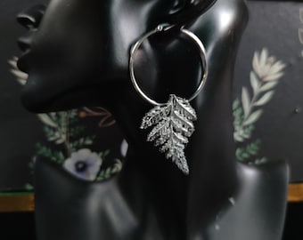 Large Hoop Fern Earrings