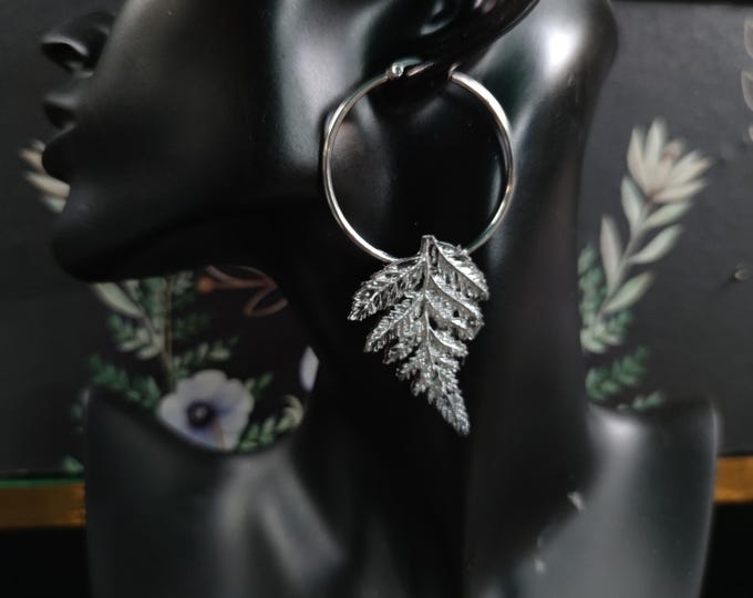 Large Hoop Fern Earrings