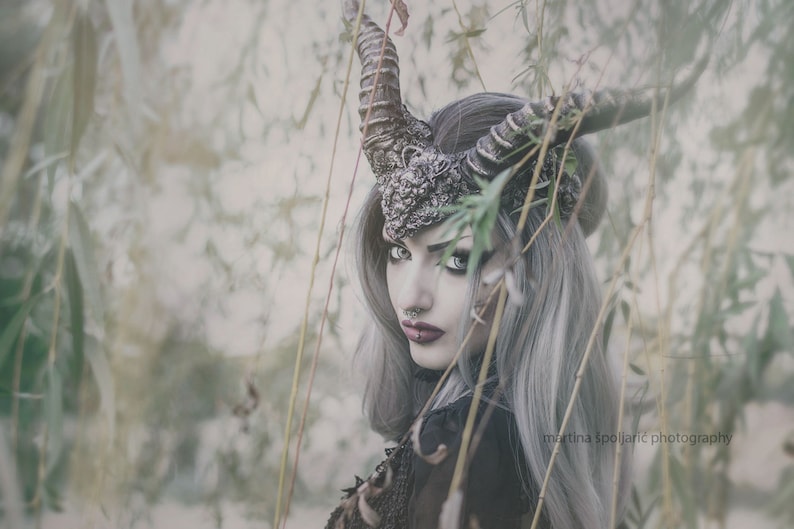 Silver Succubus Faux Horn Headdress image 4