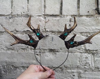 Natural tone Crystal Double Antler Headband