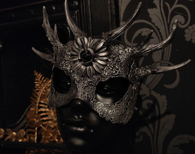 Eyeless - Horned -  Open Eye Mask - Made To Order