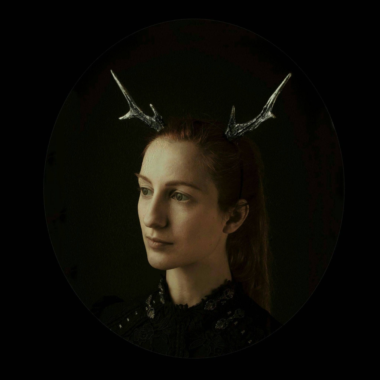 silver antler headband
