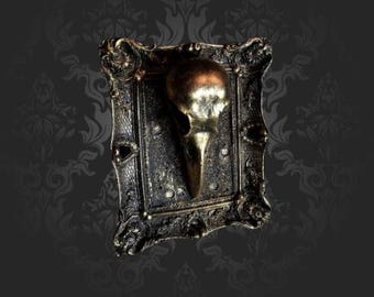 Macabre Mini Wall Art Crow Skull Frame
