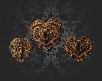 Ancient Chambers - Ornate Heart Lock Set Of 3