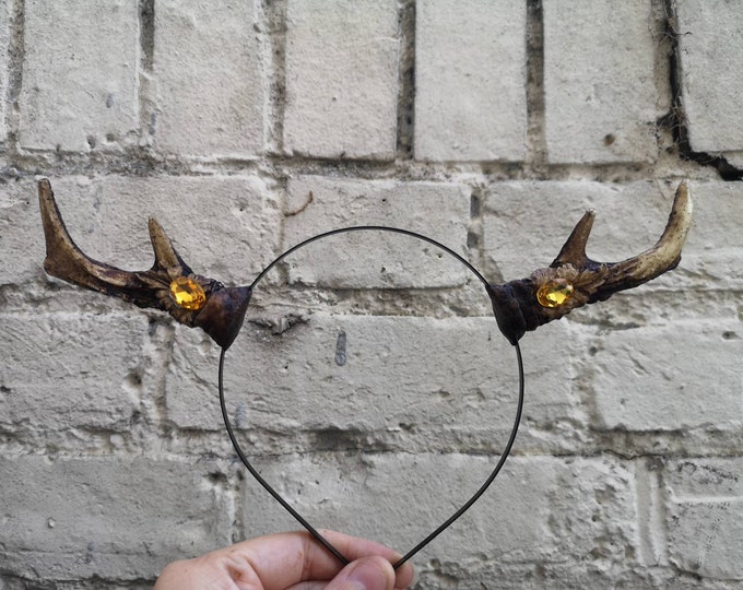 Natural tone Crystal Deer Antlers Small Ready Made