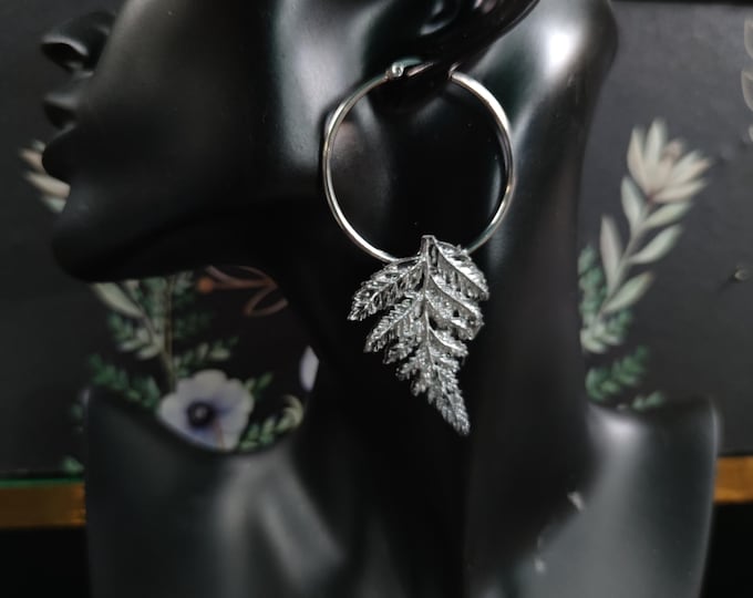 Large Hoop Fern Earrings