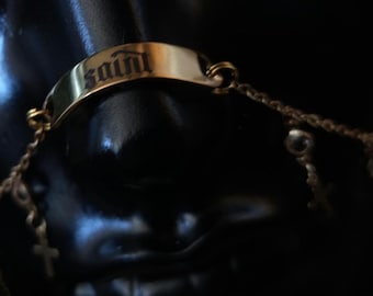 Engraved Gold Saint Cross Chain Nose Armour