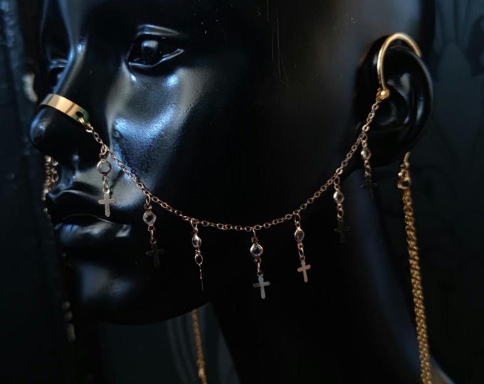 Gold Cross Chain Nose Armour