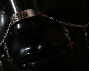 Engraved Silver Heretic Cross Chain Nose Armour