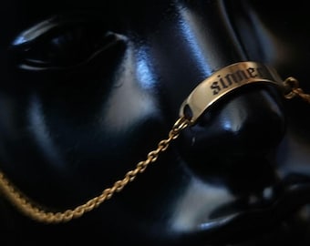 Engraved Gold Sinner Chain Nose Armour