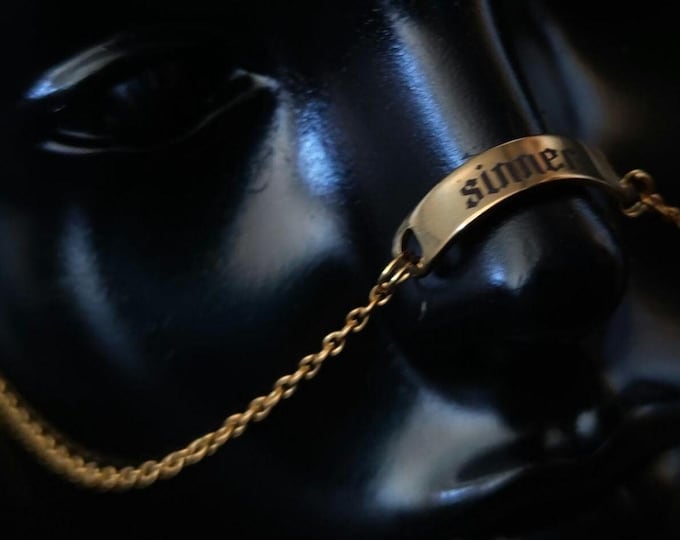 Engraved Gold Sinner Chain Nose Armour