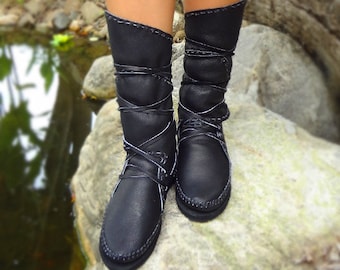 Black Leather Moccasins, Moccasins Women, Moccasin Boots, Womens Moccasins, Leather Moccasins, Moccasins, Mens Moccasins, Womens Black Boots