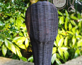 Black Display Head, Hat Stand, Black Head Display, Hat Display, Handmade Rattan Mannequin Head, Hat Display Stand, Wicker Head, Photo Prop