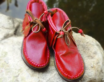Red moccasin boots Clearance