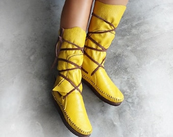 Yellow Leather Moccasins, Moccasins Women, Moccasins, Moccasin Boots, Womens Moccasins, Leather Moccasins, Moccains Men, Mens Moccasins