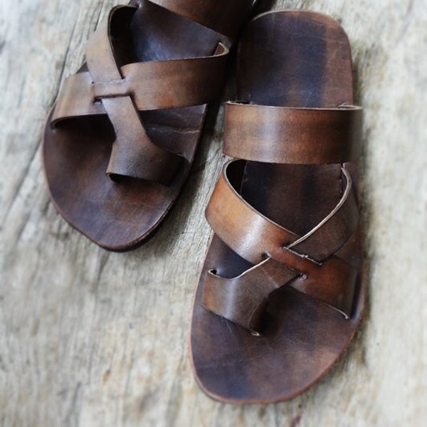 Handmade Brown Leather Sandals, Men's Sandals, Women's Sandals, Men's Leather Sandals, Leather Sandals Women, Roman Sandals, Hippie Sandals