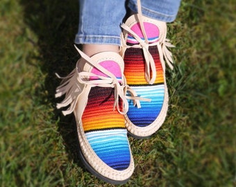 Leather Moccasins With Serape, Moccasins, Womens Moccasins, Moccasins Women, Moccasins, Leather Moccasins, Mens Moccasins, Moccasins Men