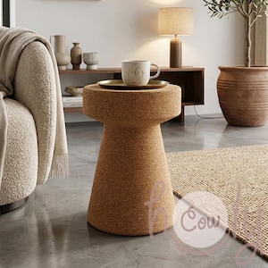 Handmade Cork End Table Stool, Natural Eco Friendly Portuguese Bark Furniture
