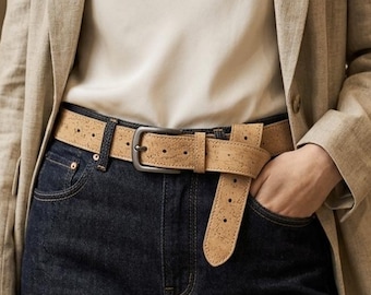 Large Natural Cork Vegan Belt, Sustainable, Water Resistant, Available In 120cm, 110cm and 100cm Lengths, FREE SHIPPING