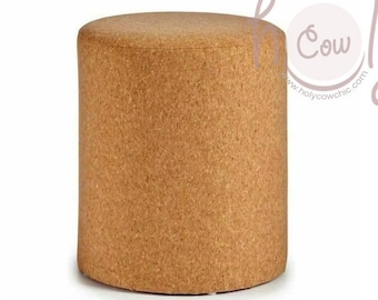 Brown Pouf Made From Eco Friendly Sustainable Cork And Wood, Brown Stool, FREE SHIPPING