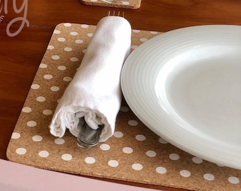 Handmade Rectangular Large Natural Eco Friendly Cork Placemats 44cm x 30cm, Rustic Placemat, Eco Friendly Placemats, FREE SHIPPING