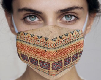 Eco-vriendelijk herbruikbare kurkgezichtsmasker met 10 filters en een comfortabele kurken nekband, duurzaam & wasbaar, GRATIS verzending, gemaakt in Portugal