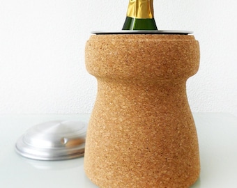 Eco Natural Brown Cork Champagne Ice Bucket With Lid, Wine Ice Bucket, Champagne Cooler, Natural Ice Bucket, Wine Cooler, Cork Ice Bucket