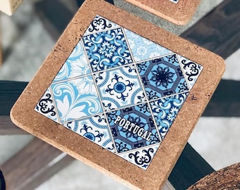 Juego de 2 salvamanteles decorativos de cerámica con base de corcho, 2 soportes para platos calientes, 2 soportes para placas calientes, salvamanteles de cerámica, salvamanteles de cerámica