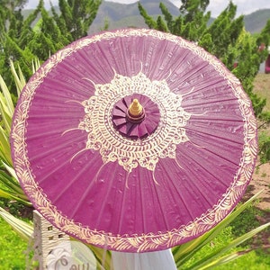 Hand Painted Purple Parasol With FREE Umbrella Bag, Purple Umbrella, Purple Umbrella, Wedding Purple Parasol, Parasol Umbrella, Wedding Gift