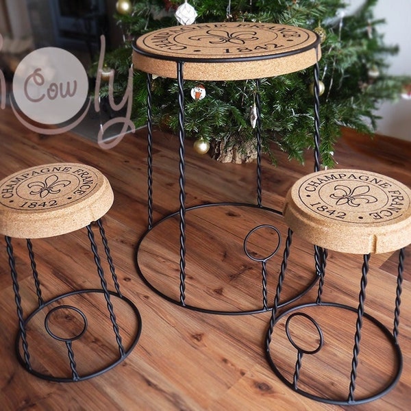 Champagne Tables and Champagne Stools Made From Eco Friendly Cork And Metal, Bar Stool, Bar Table, Eco Furniture, Eco Stool, FREE SHIPPING