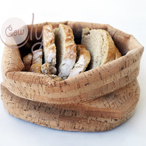 Handmade Eco Friendly Natural Bread or Food Baskets Made From Cork Available In Small And Large Sizes, Organic Food Storage, FREE SHIPPING